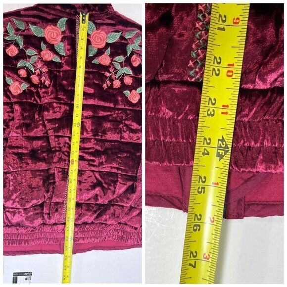 Free People x Anna Sui Rose Garden Velvet Embroidery Dolman Quilted Jacket New M - Picture 10 of 15
